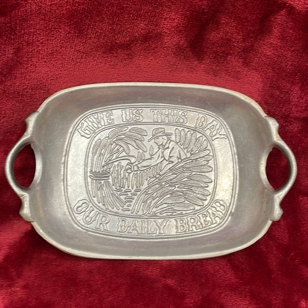 Vintage Sexton GIVE US THIS DAY OUR DAILY BREAD 1972 Pewter Tray Collectible